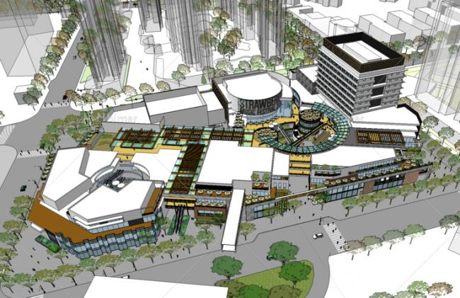 Sketchup综合体模型|多高层综合体，商业综合体，现代风格