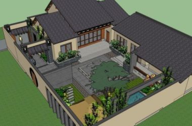 Sketchup酒店模型|多层民宿，中式风格-BIM建筑网