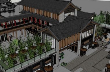 Sketchup商业模型|多层商业街，中式风格-BIM建筑网
