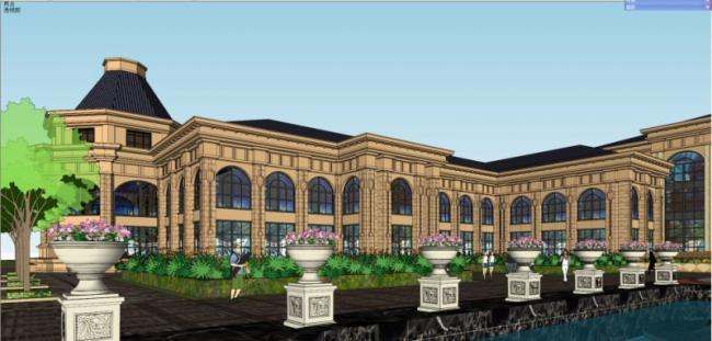 Sketchup商业模型|多层会所商业，托斯卡纳风格，古典风格