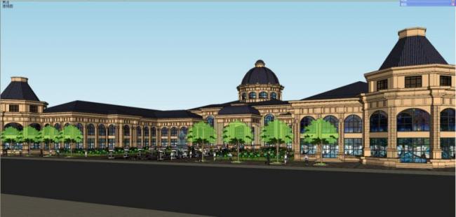 Sketchup商业模型|多层会所商业，托斯卡纳风格，古典风格