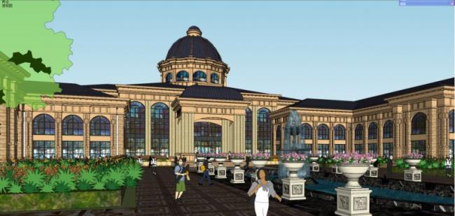 Sketchup商业模型|多层会所商业，托斯卡纳风格，古典风格