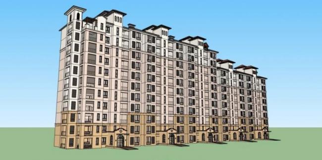 Sketchup住宅模型|高层住宅，居住建筑，西班牙风格，古典风格
