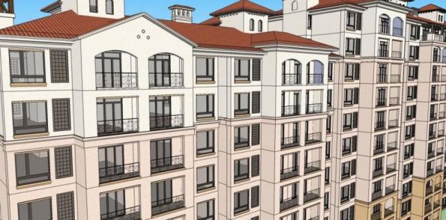 Sketchup住宅模型|高层住宅，居住建筑，西班牙风格，古典风格