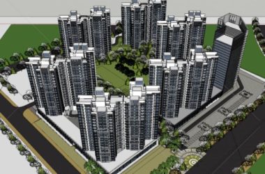 Sketchup住宅模型|现代风格，高层住宅小区，粤海国际，底层商业-BIM建筑网