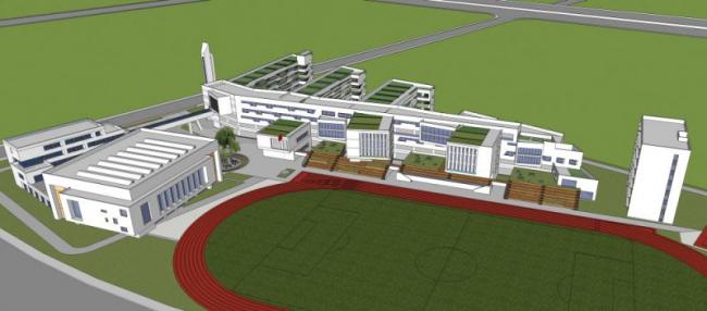 Sketchup学校模型|多层学校中学，校园教育建筑，现代风格