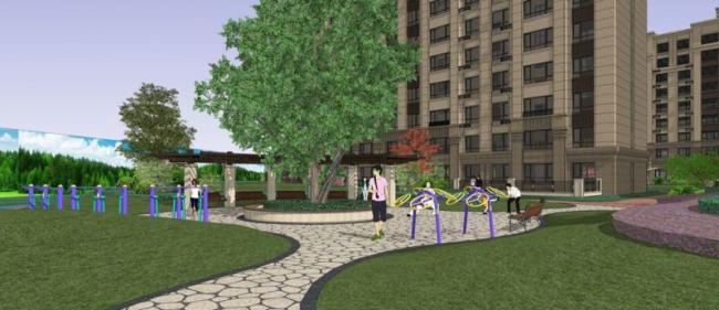 Sketchup景观模型|小区景观，住宅景观，欧式风格，古典风格