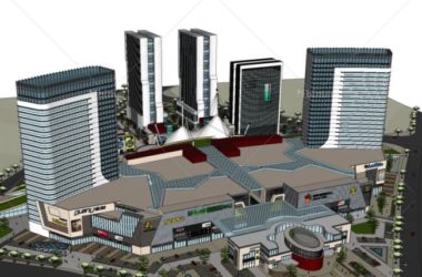 Sketchup综合体模型|多高层购物中心，商业综合体，现代风格-BIM建筑网
