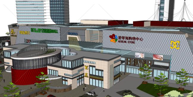 Sketchup综合体模型|多高层购物中心，商业综合体，现代风格