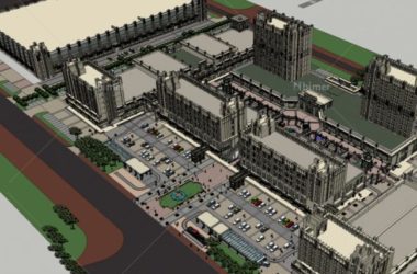 Sketchup综合体模型|多高层综合体，商业街办公楼公寓，古典风格-BIM建筑网
