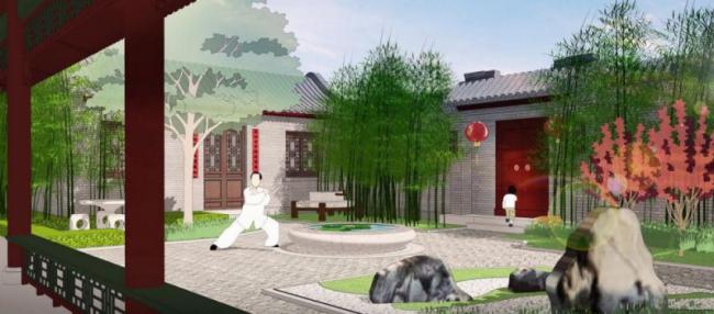 Sketchup景观模型|四合院景观，中式风格