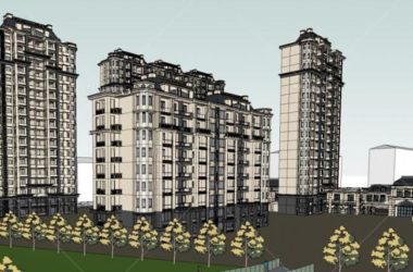Sketchup住宅模型|高层住宅小区，居住建筑，法式风格古典风格欧式风格-BIM建筑网