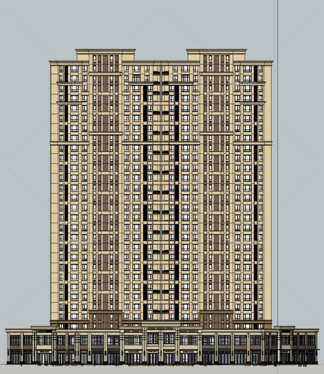 Sketchup住宅模型|高层住宅，新古典风格