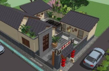 Sketchup住宅模型|多层民宿，中式风格-BIM建筑网