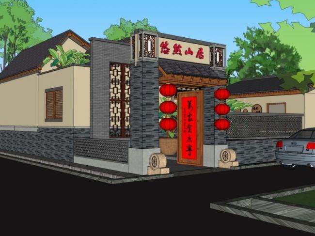 Sketchup住宅模型|多层民宿，中式风格