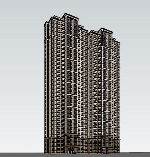 Sketchup住宅模型|超高层住宅，居住建筑，古典风格