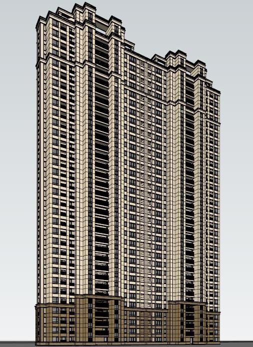 Sketchup住宅模型|超高层住宅，居住建筑，古典风格