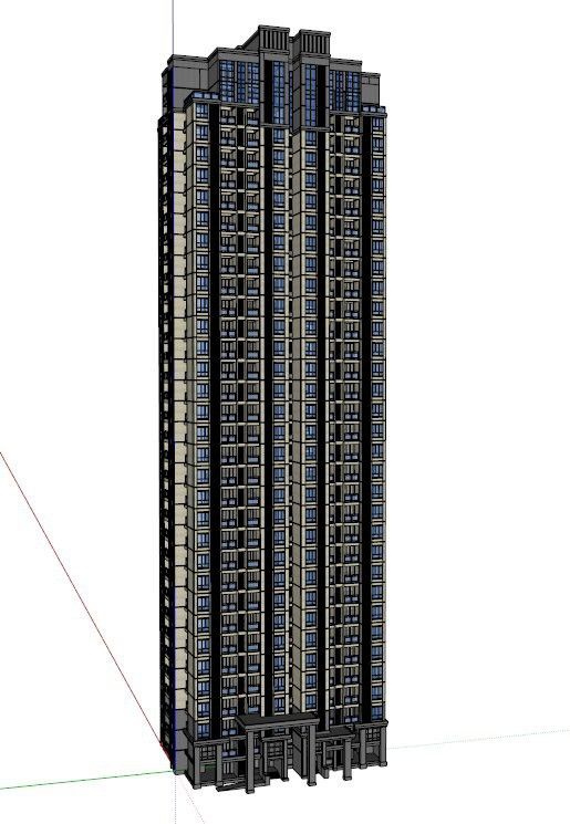 Sketchup住宅模型|超高层住宅，居住建筑，古典风格