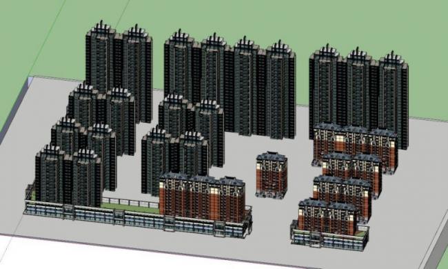 Sketchup住宅模型|高层住宅区，现代风格