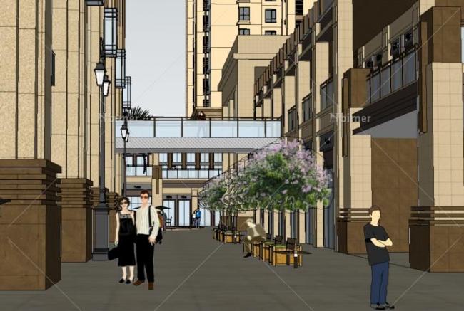 Sketchup综合体模型|多高层商住综合体，ArtDeco风格