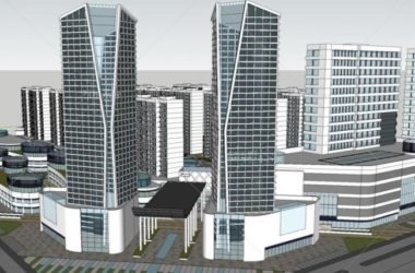 Sketchup综合体模型|多高层城市综合体，现代风格，多层高层混合-BIM建筑网