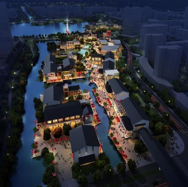 Sketchup商业模型|多层商业街，中式风格，青石中式园林建筑模型3dmax