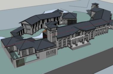 Sketchup商业模型|多层商业会所，现代中式风格-BIM建筑网