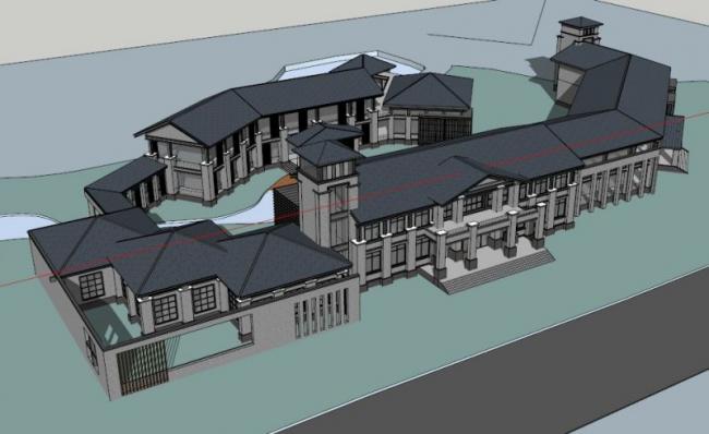 Sketchup商业模型|多层商业会所，现代中式风格