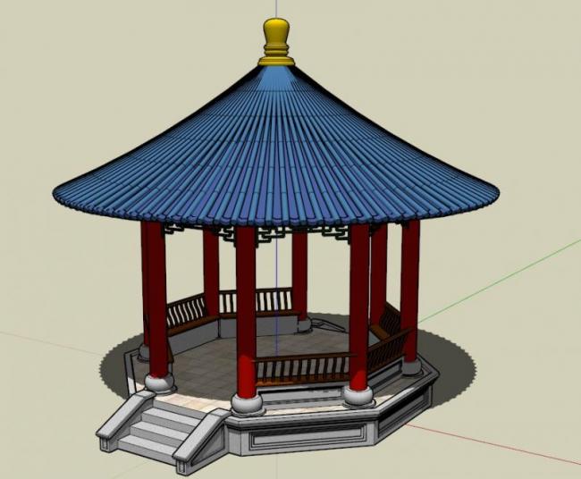 Sketchup小品模型|园亭，中式风格，小品，亭子