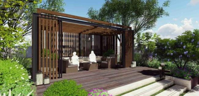 Sketchup景观模型|屋顶花园景观，现代风格