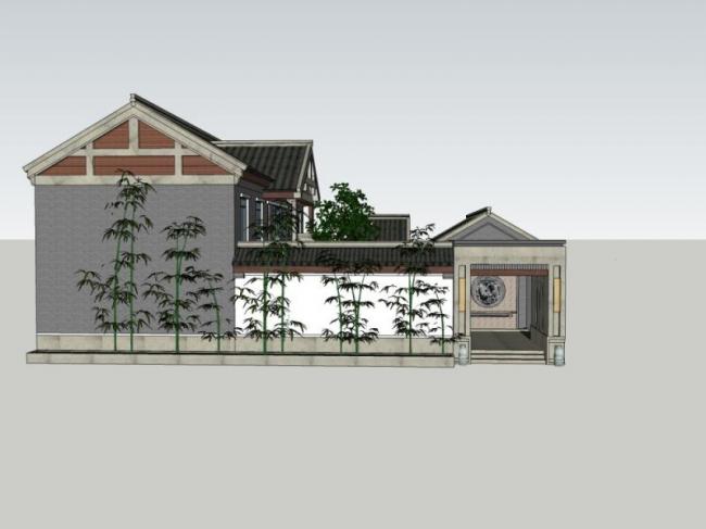 Sketchup住宅模型|四合院，东方新古典