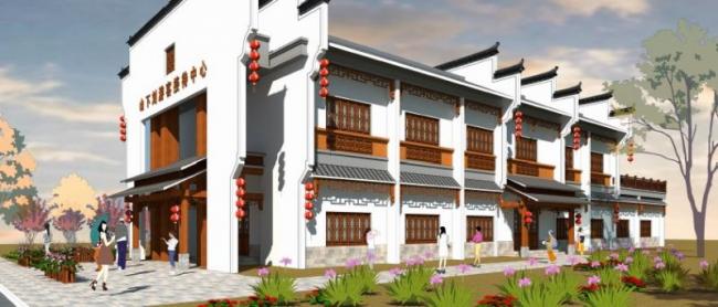 Sketchup办公模型|游客中心，中式风格