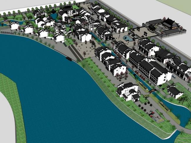 Sketchup商业模型|多层商业街，中式风格