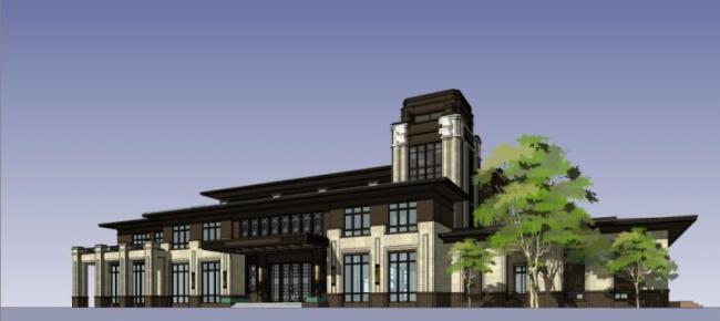 Sketchup商业模型|多层售楼处，西方古典风格