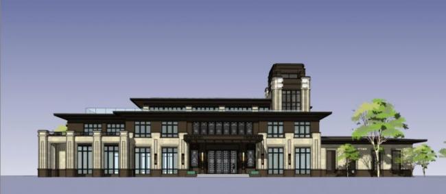 Sketchup商业模型|多层售楼处，西方古典风格