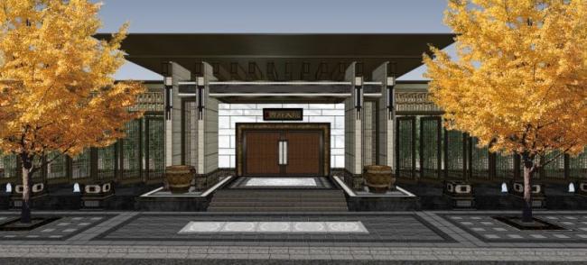 Sketchup商业模型|多层售楼处，现代中式风格