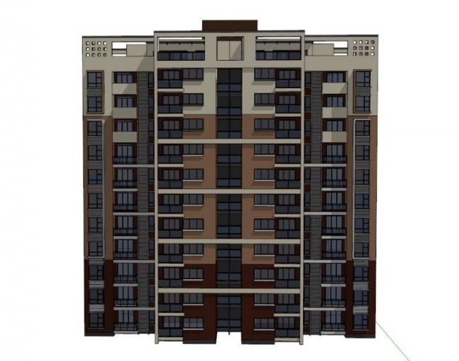 Sketchup住宅模型|高层住宅，现代风格，一梯四户