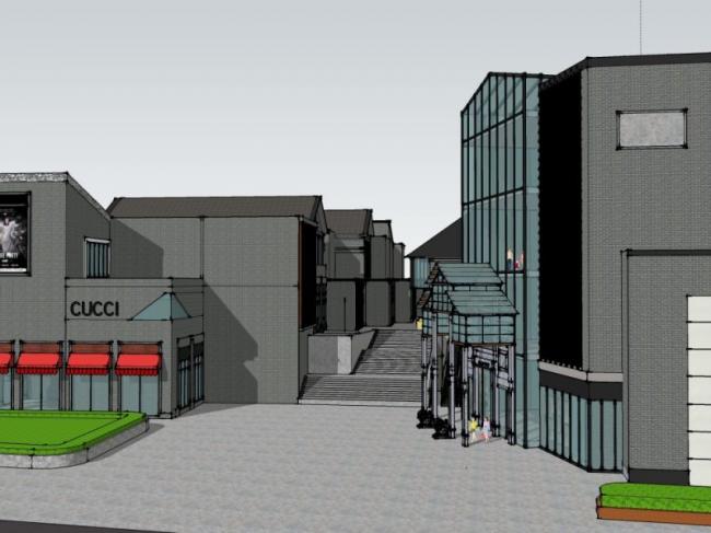 Sketchup商业模型|多层商业街，现代风格