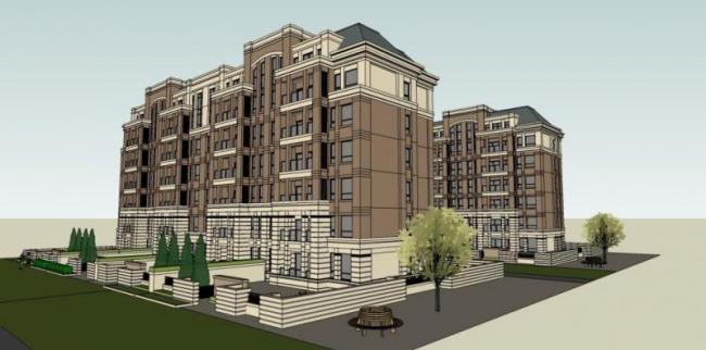 Sketchup住宅模型|双拼多层住宅，现代风格，花园洋房