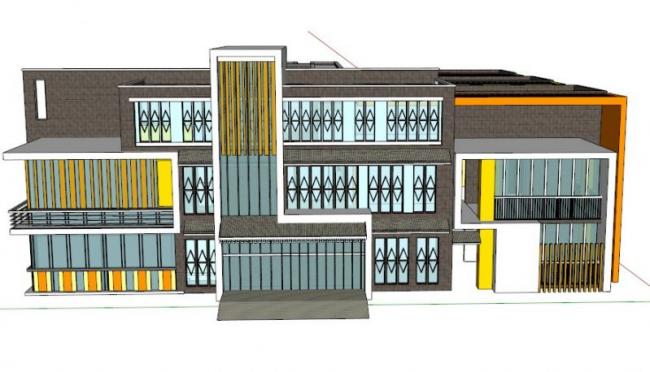 Sketchup学校模型|多层幼儿园学校，校园教育建筑，现代风格
