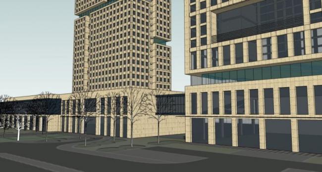 Sketchup办公模型|超高层办公楼，现代风格