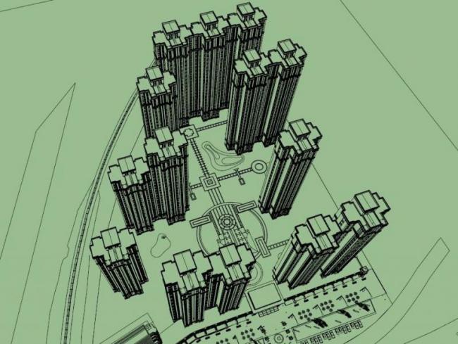 Sketchup住宅模型|高层住宅楼，居住建筑，古典风格