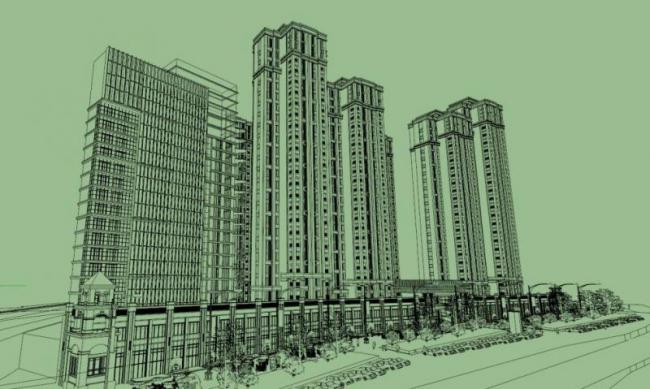 Sketchup住宅模型|高层住宅楼，居住建筑，古典风格