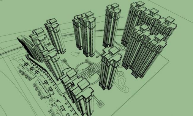 Sketchup住宅模型|高层住宅楼，居住建筑，古典风格