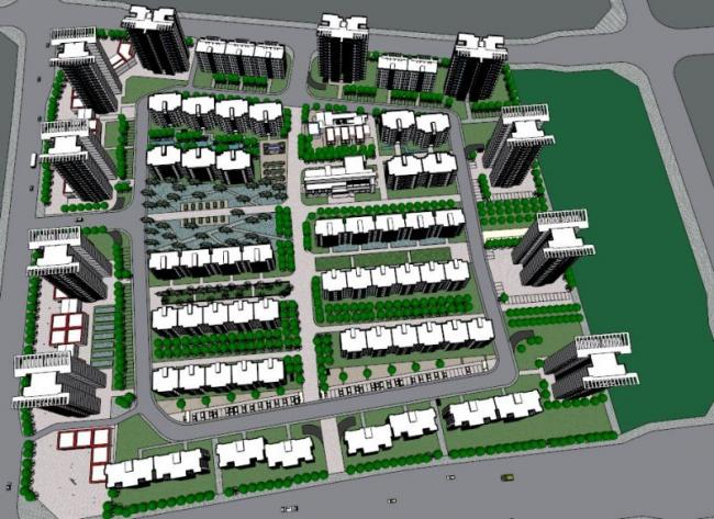 Sketchup住宅模型|高层居住小区，高层住宅，现代风格