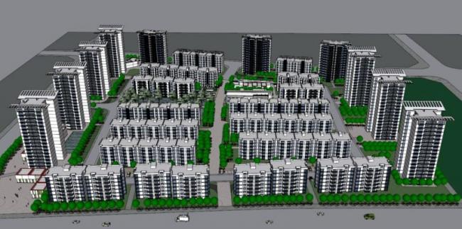 Sketchup住宅模型|高层居住小区，高层住宅，现代风格