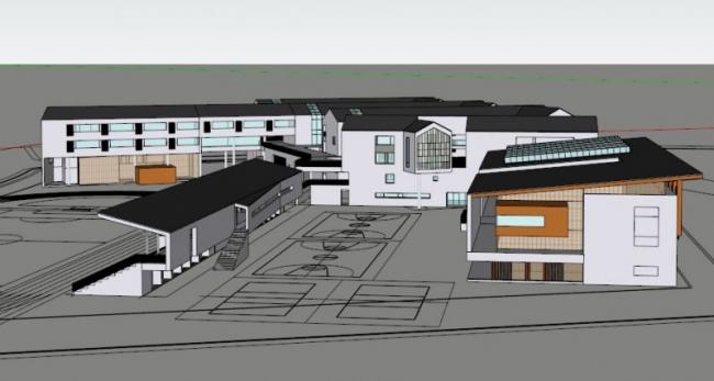 Sketchup学校模型|多层学校，校园教育建筑，现代中式风格