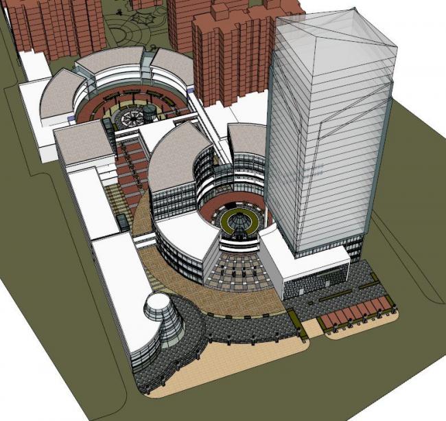 Sketchup综合体模型|多高层综合体，现代风格