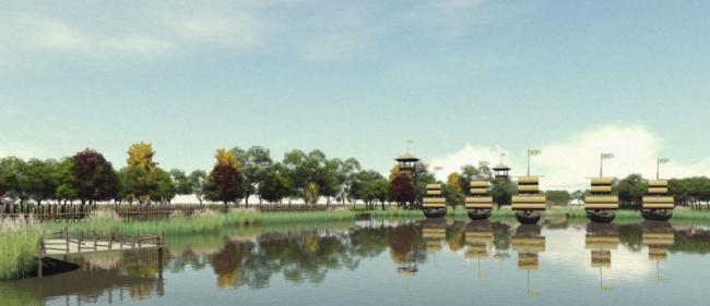 Sketchup景观模型|主题景区景观，中式风格