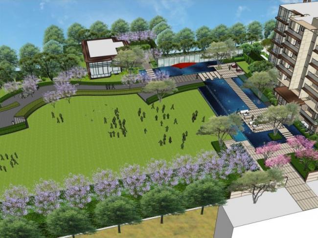 Sketchup景观模型|小区景观，住宅景观，现代风格